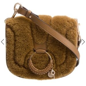 See By Chloe Brown leather fur Shoulder Bag